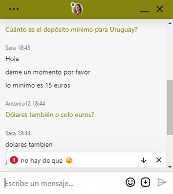 Chat en vivo Unique Casino