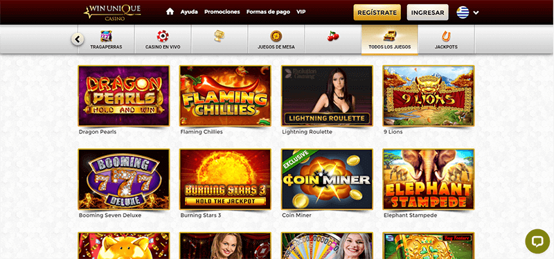 Unique Casino Homepage